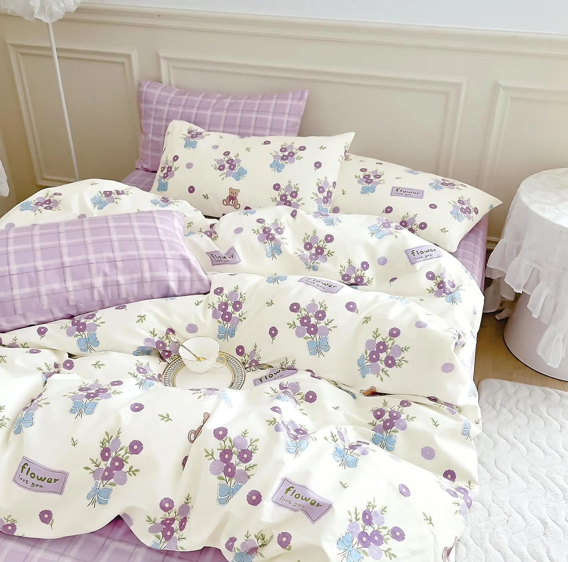 Nantong supplier 100% cotton fiber fabric for bed sheet set 235cm width twill satin fabric