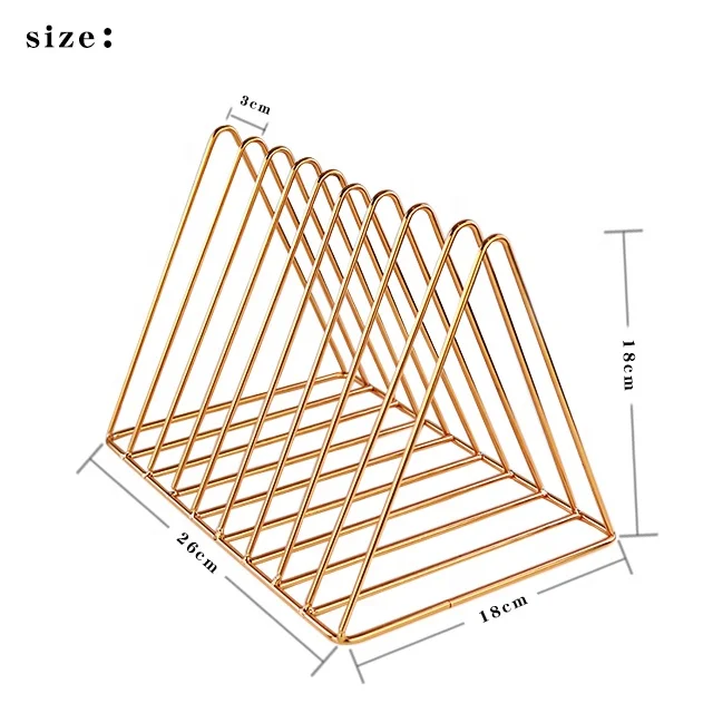 
Simple custom triangle design multifunctional metalbookstandholder metal wire magazine bookends 