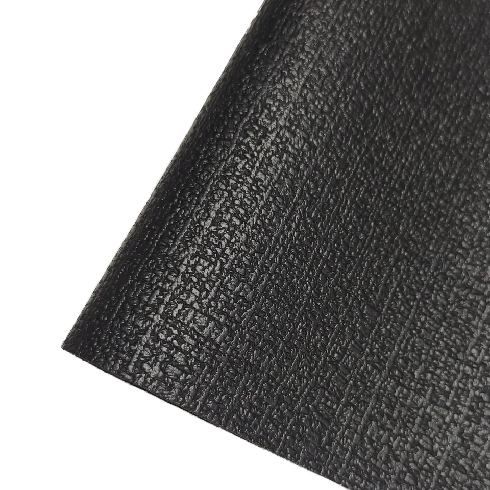 Black PVC0.9MM thick high-quality fine synthetic leather fabric, used for handbags and car seat materials