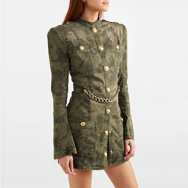 Odm clothing supplier camouflage print chain mini pencil dresses women