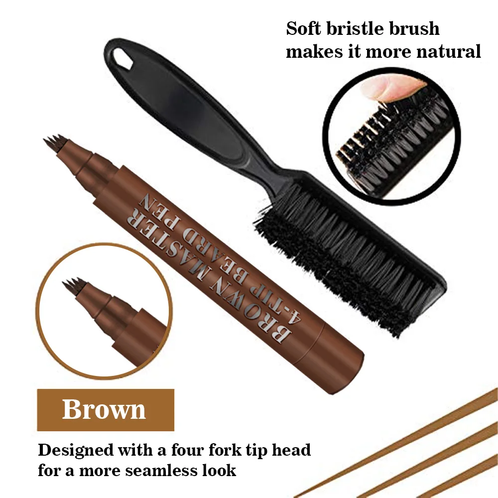 Wholesale Professional Men Hair Styling Waterproof Beard Brush Beard Natural Filling Pen Set