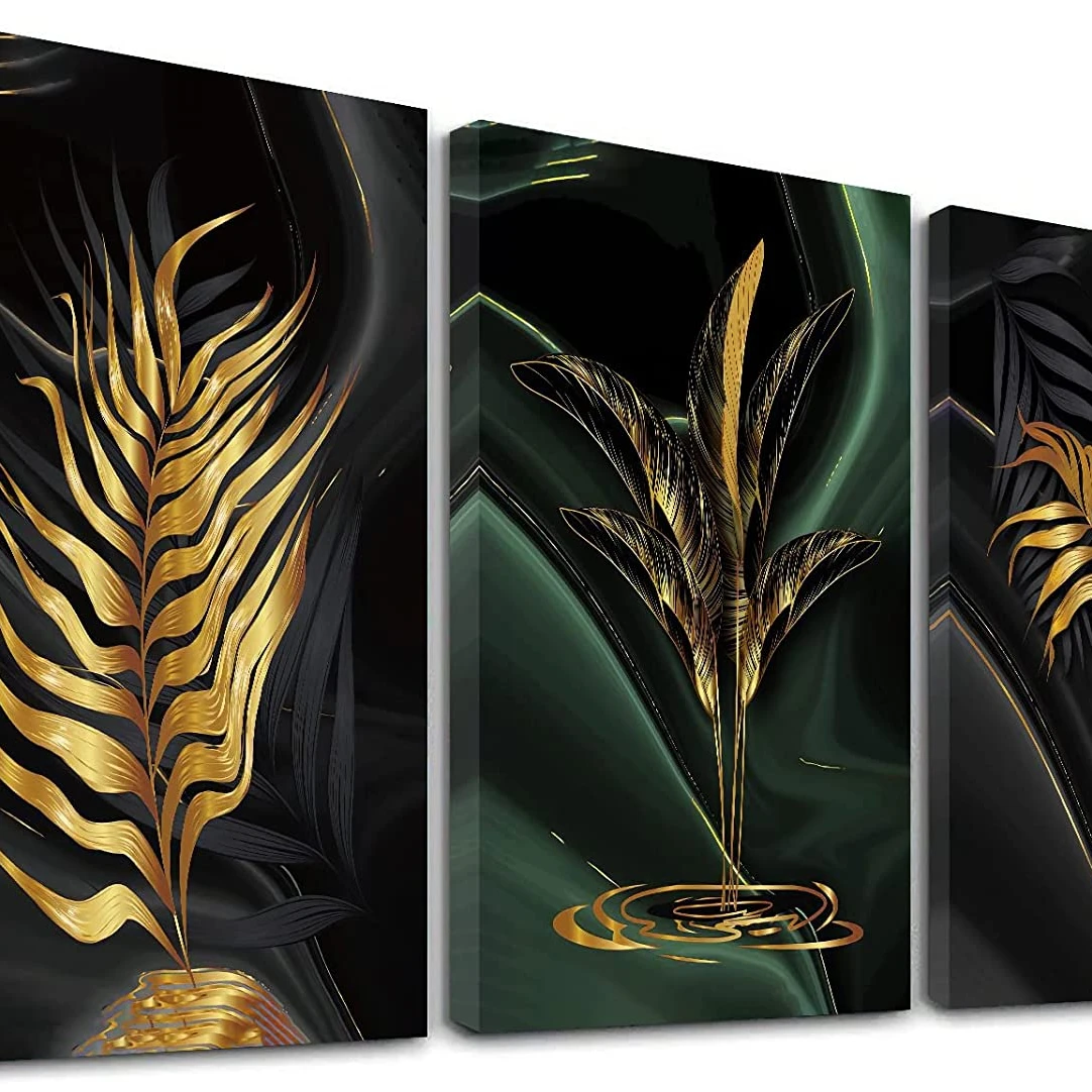 Black and Gold Abstract Wall Decor Paintings for Office Kitchen Art