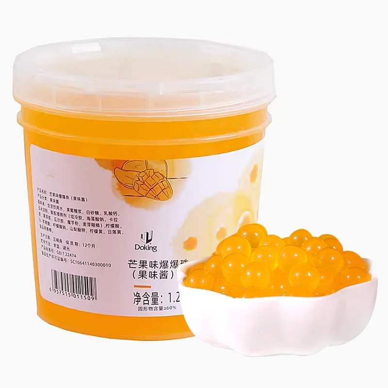 Doking Multiple Flavors Bubble Tea Boba Mango Flavor Popping Boba Tea Bubbled 1.25kg CN