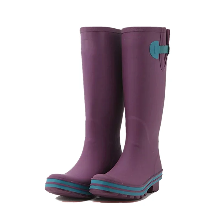 Wholesale Customized Waterproof Non Slip High Heels Vulcanization Tall Rain Boots With Custom Printing  Gumboots For Women