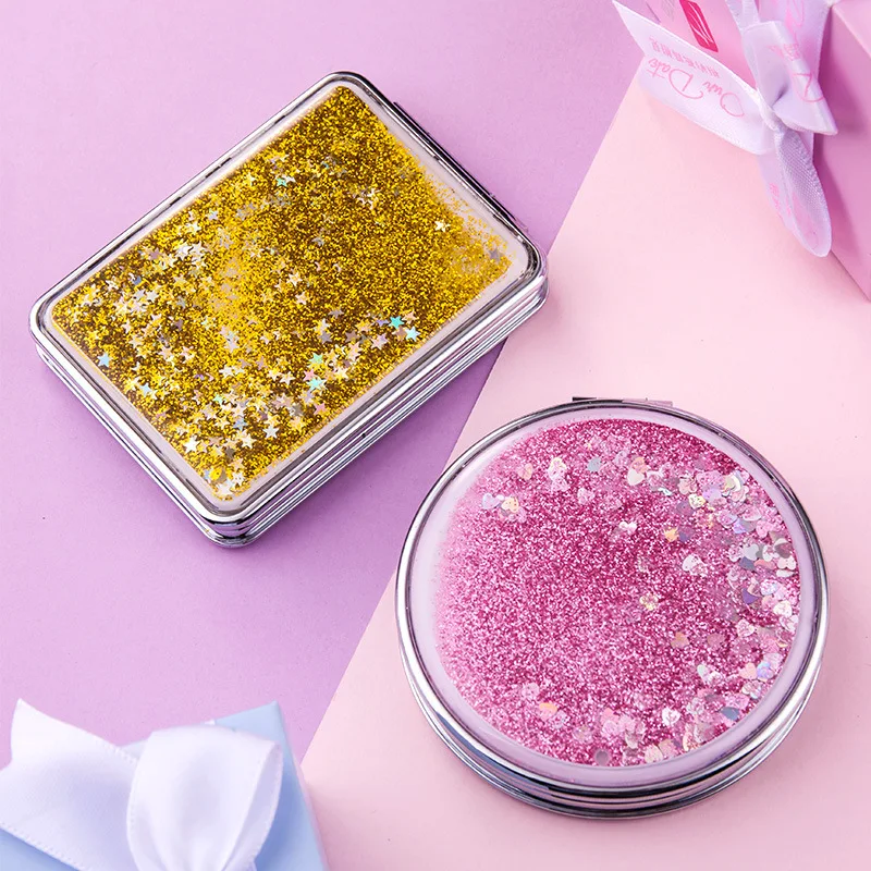 Mini pocket double sided small round mirror Portable makeup mirror Metal custom logo small square mirror