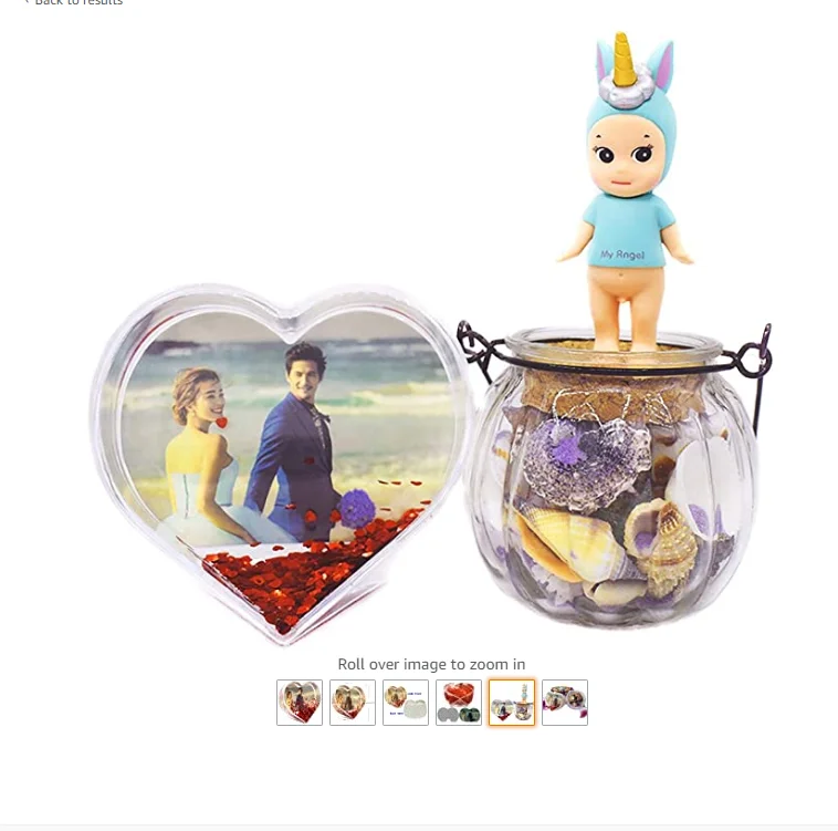 Wholesale Flying love heart shaped stylish plastic photo frame DIY wedding favors snow globe for your own photo