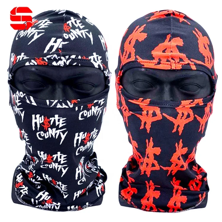 Custom Logo Sublimation Printing Elastic Full Face Ski Mask Balaclavas Wholesale Helmet Spandex Black Camo Motorcycle Balaclava