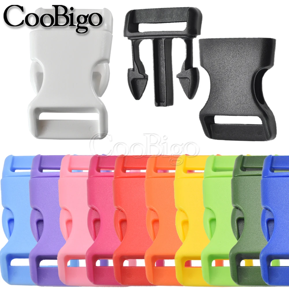 100pcs Plastic Side Release Buckle Curved Webbing Strap Clasp Paracord Bracelet Backpack Dog Collar DIY Accessory Colorful 26mm