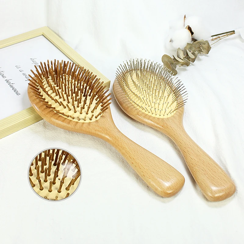 new product ideas 2023 Bamboo and wood airbag comb Beech Beige Sharp needle massage hair scalp airbag massage hot comb