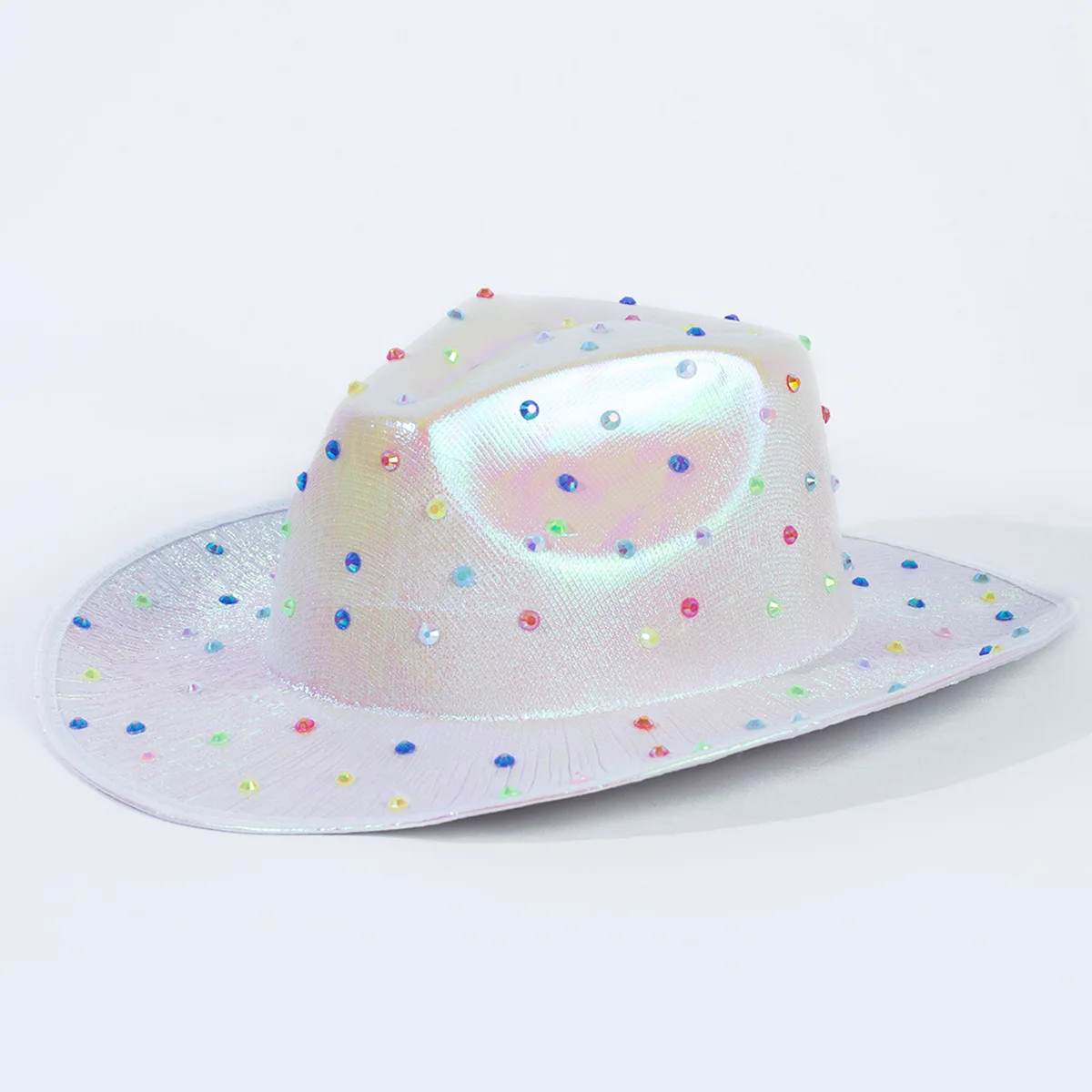 2024 New Style Fashionable Halloween Party Diamond Colorful Cowboy Western Jazz Hat Laser reflective Music Rave Magic Bucket Hat