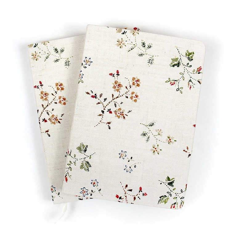Flower custom design fabric cover dotted manifestation journal notebook