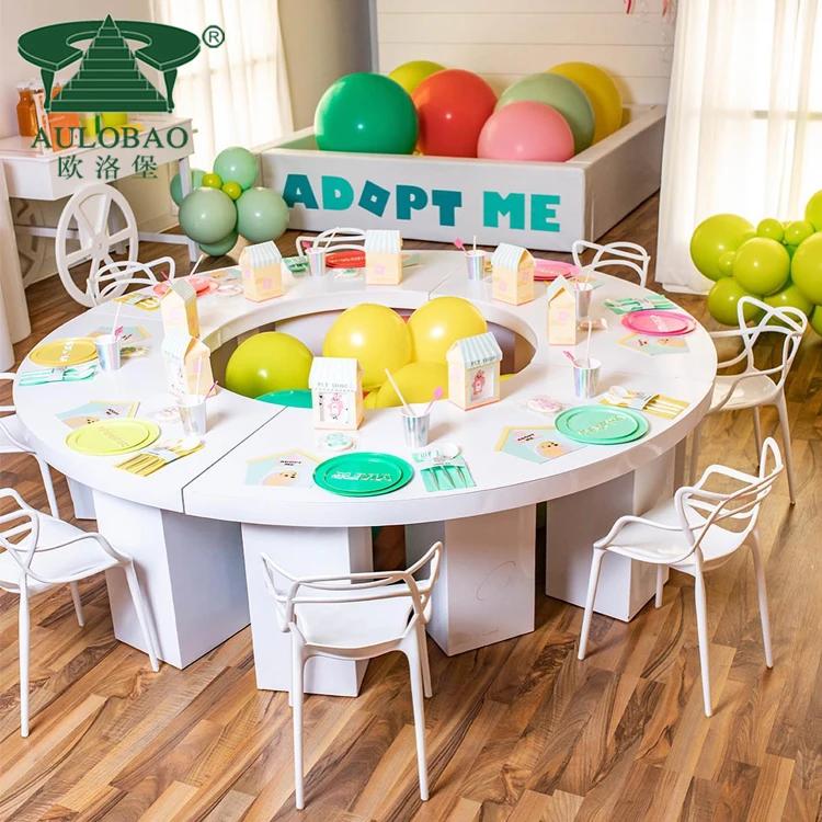 Роскошный Детский круглый ПВХ белый пластиковый свадебный стол для мероприятий