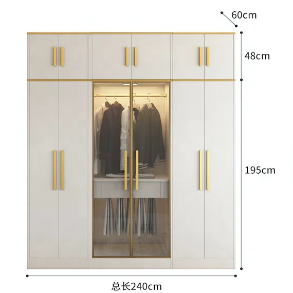 Chinese Manufacturers Supply Modern Durable Combination Golden Border baby Wardrobes Hotel home bedroom closet customized