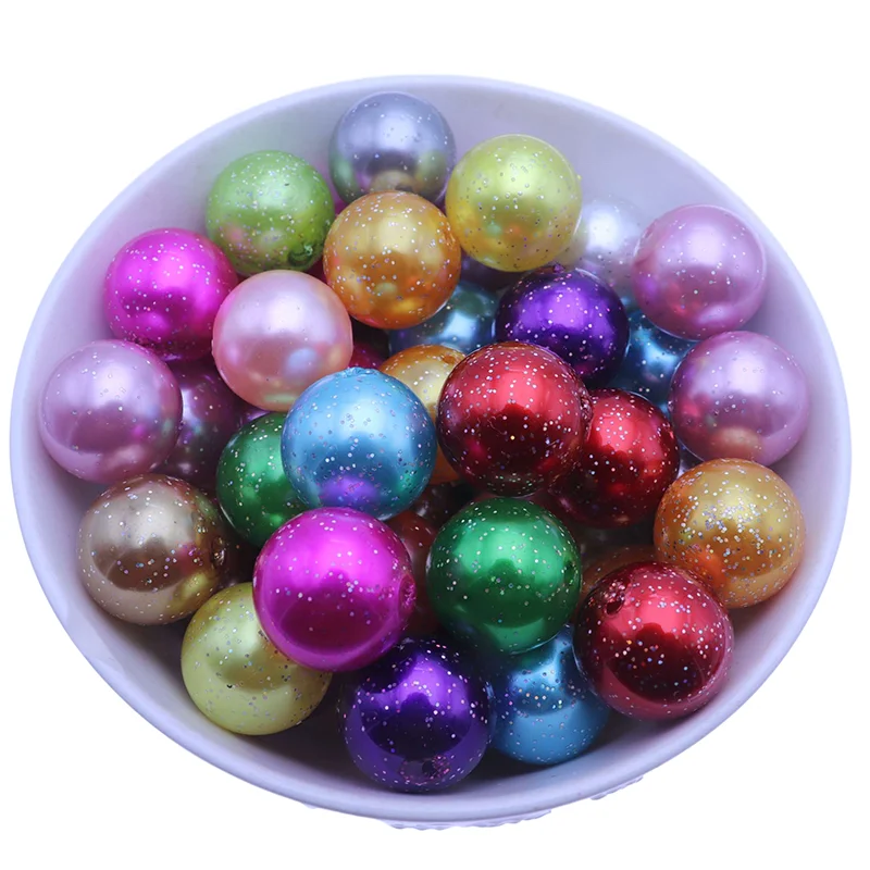 Wholesale 20mm Mixed Color Fashion Jewelry Plastic Chunky Glitter ABS Pearl Loose Beads