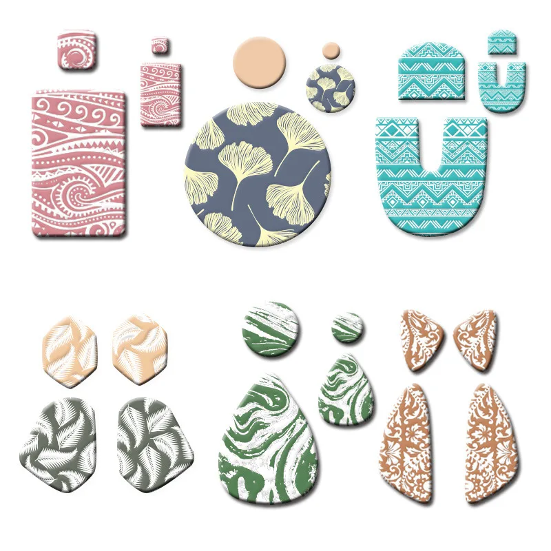 Saffron earring stencils for fabric set with stainless steel polymer clay cutters for earring making diy