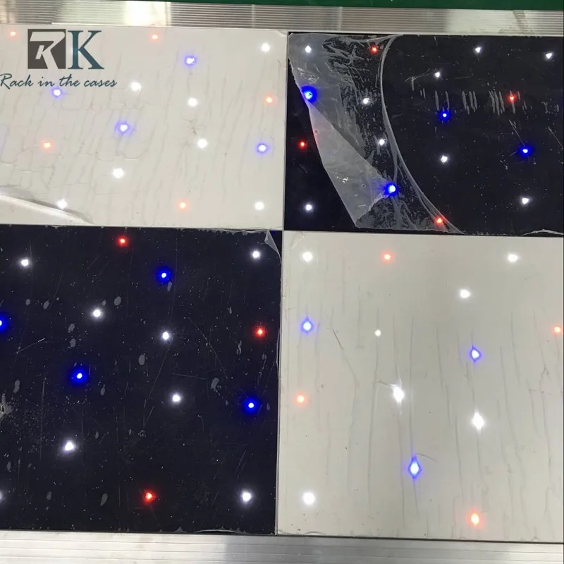 Acrylic Glossy Black led dance floor rental With mixed Red/Green/White/Blue leds