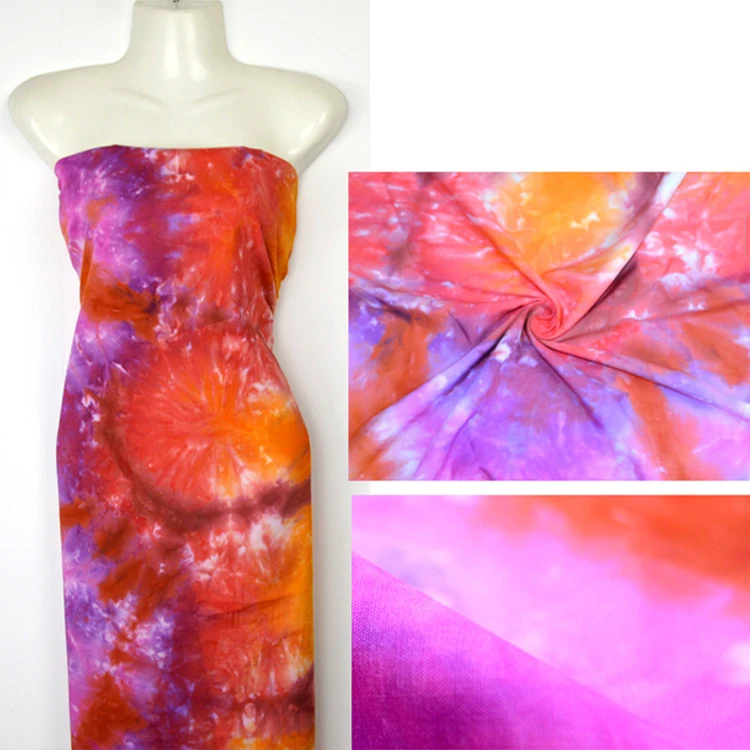 100% Viscose Tie dye Rayon Fabric For Dress Ready To Ship