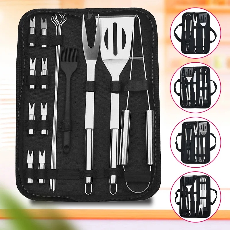 
Outdoor portable tools Barbecue Accessories stainless steel bbq set with oxford bag 