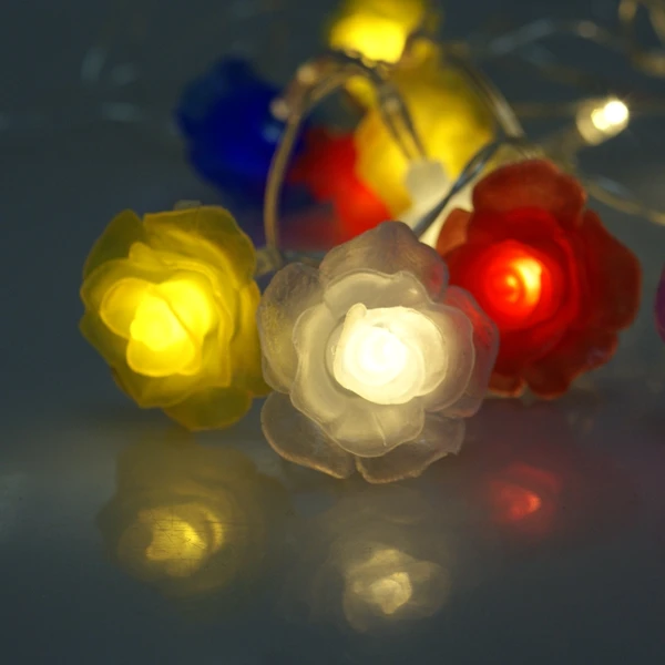 Рождественское украшение светодиодная гирлянда пластиковый цветок розы светящаяся цепочка для свадьбы вечеринки Дня Святого Валентина праздничный