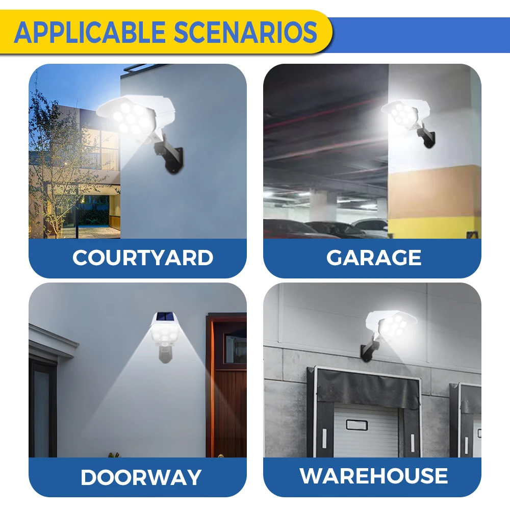 Factory Price LED Solar Wall Light with Human Body Induction Simulation Camera Sensor for Garden Lighting Charges Inductively