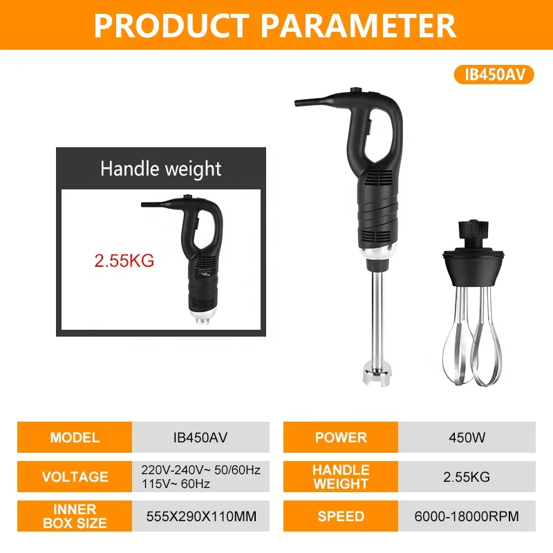 2023 New Factory Price Big Powerful Electric Commercia Hand Stick Blender 450W Variable Speed Immersion Blender