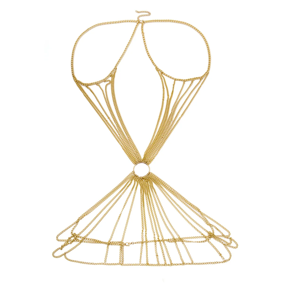 
Retro sexy chain geometric clothing exaggerated multi-layer tassel ring body chain 