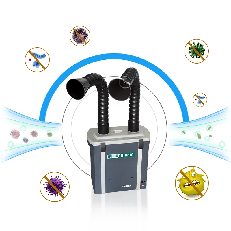 Экстрактор дыма для пайки Quick 6102A1 250 Вт двойной рычаг очиститель воздуха промышленности большая