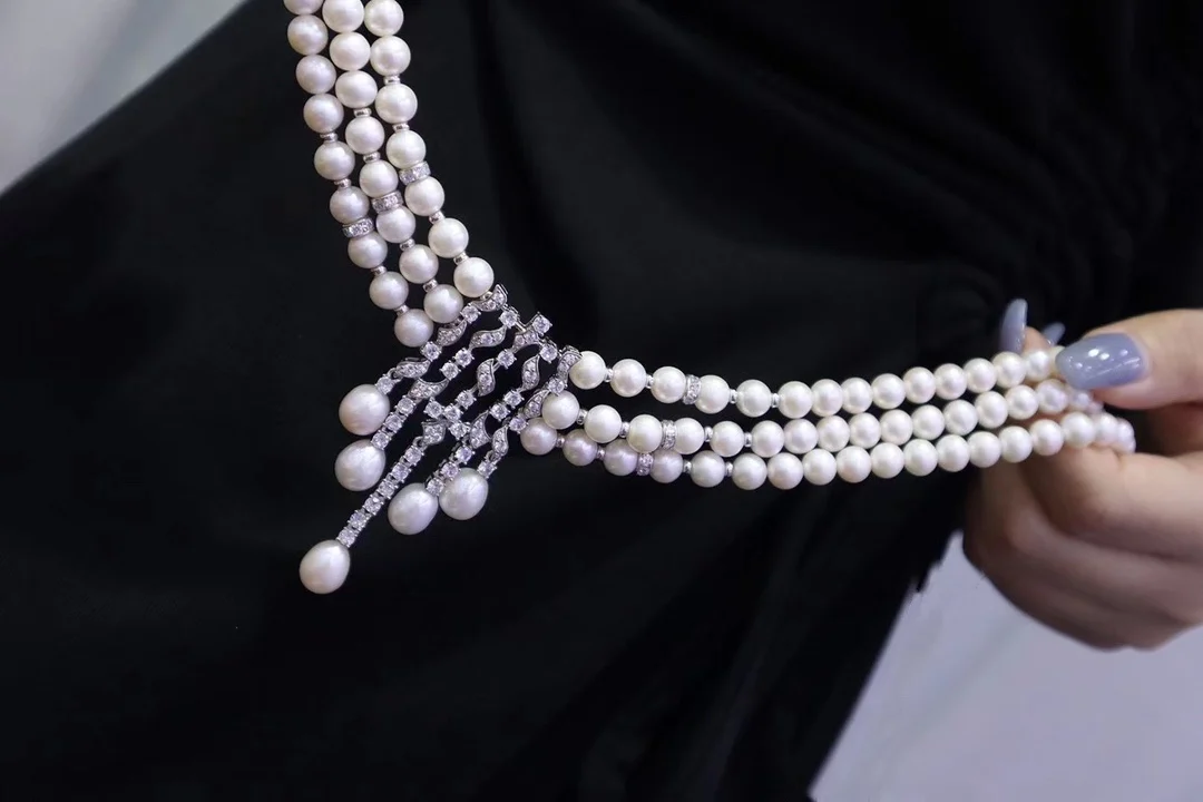 Custom natural freshwater pearls pearl pendent necklace jewelry sets for women