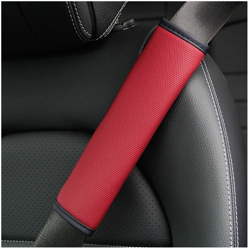 Car Seat Belt Cover PU Leather Safety Mat Breathable Shoulder Protection Padding Pad Auto Interior Universal Accessories 1Pcs