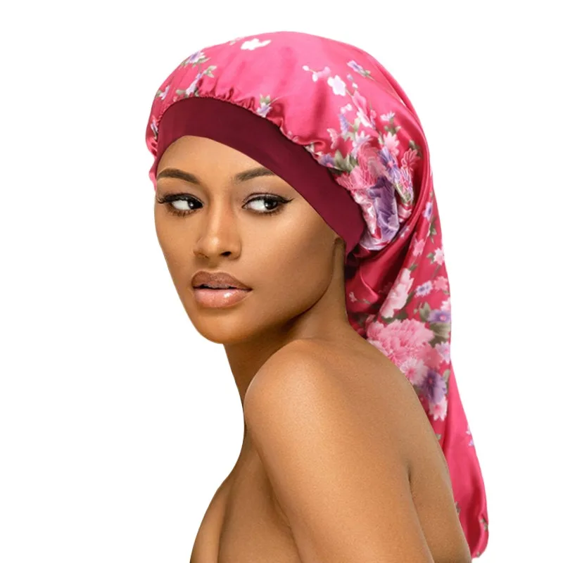 New Headwear Soft Silk Pirate Wrap Fashion Women Long Hair Care Satin Bonnet Headwrap