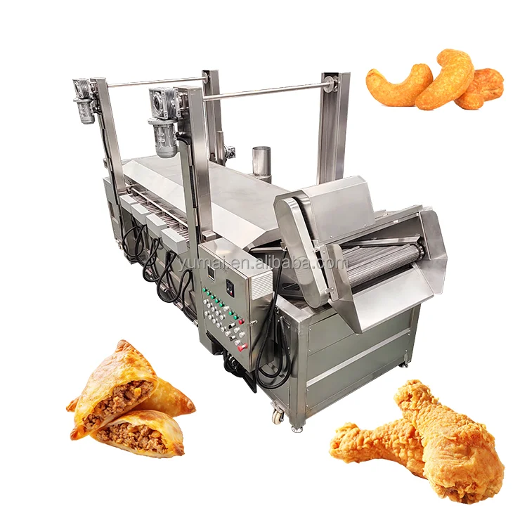 Advanced Industrial Use 200kgh Continuous French Fries Plantain Chips Chicken Wings Frying Machine For Sale