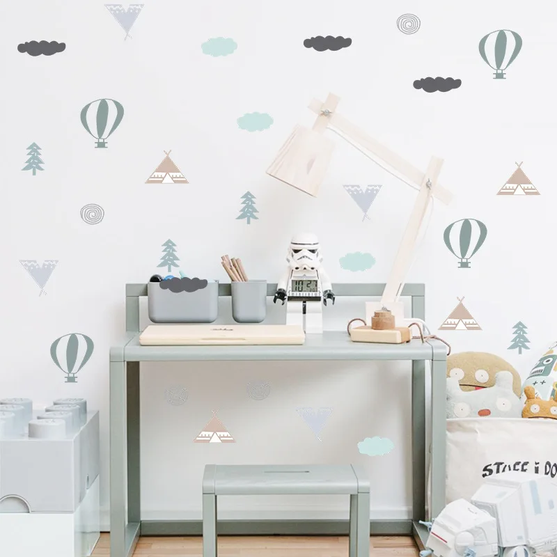 Cartoon hot air balloon bathroom stickers waterproof for wall sticker for kids room decorative