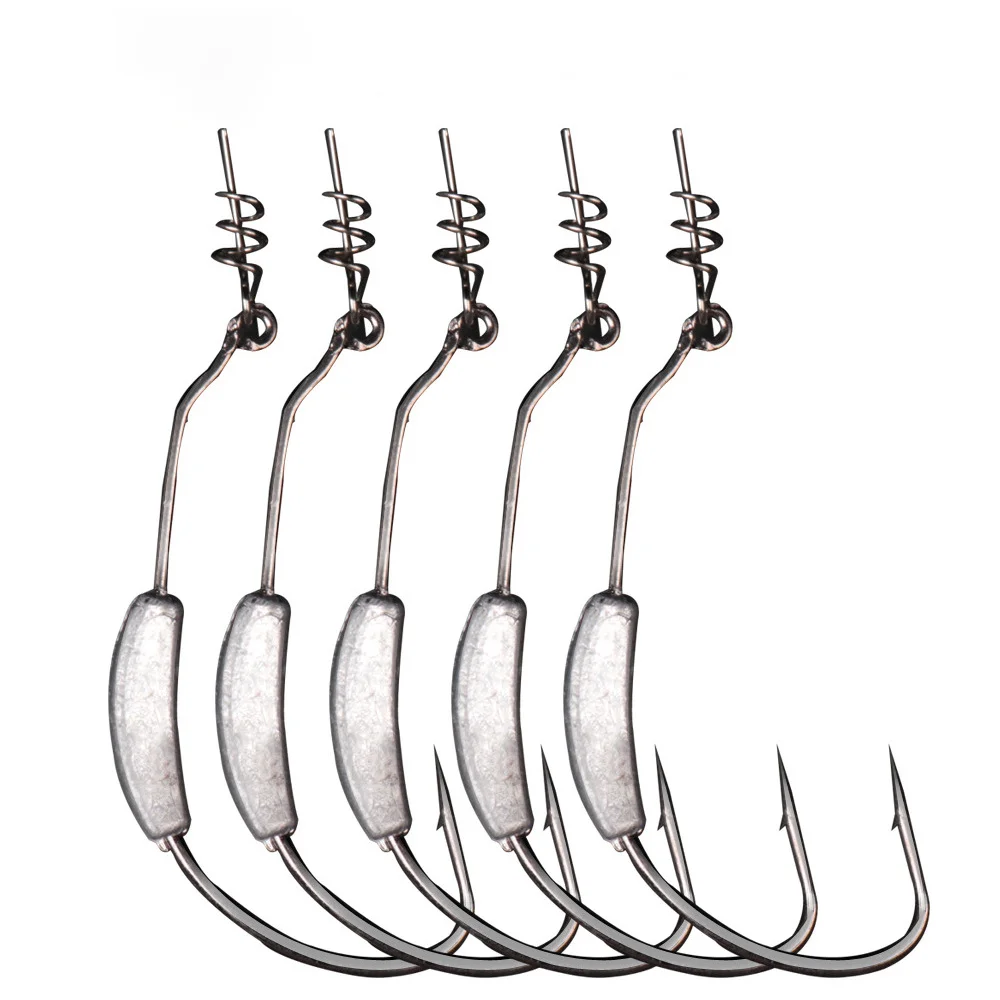 TOPIND Weighted Worm Hook Weedless Jig Worm Hook with Spring Lock