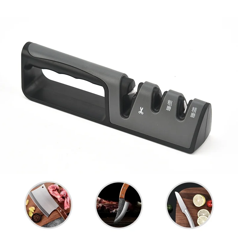 Hot selling 3 stage knife sharpening tool Hand-Held Sharpener with Non-Slip Bottom