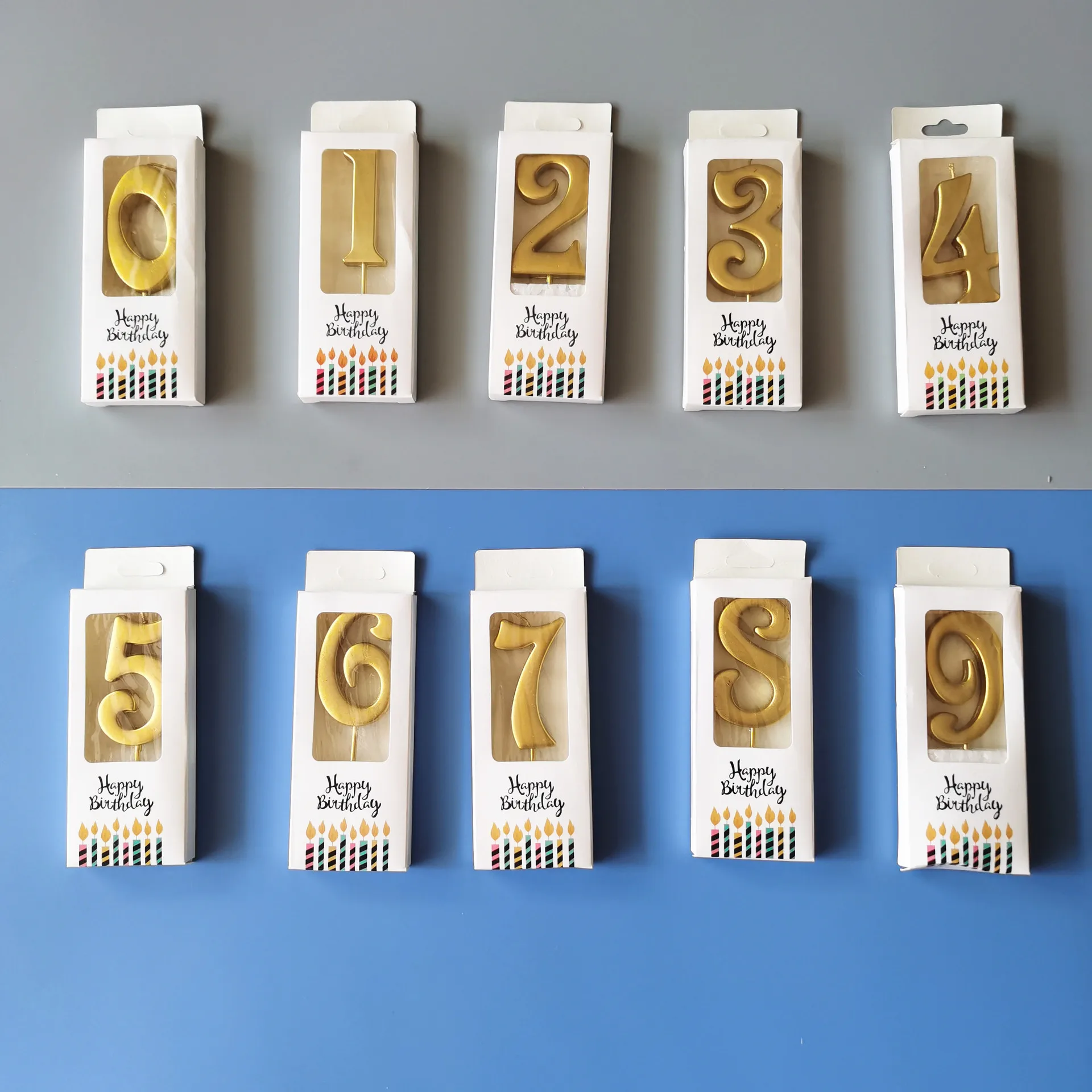 Huaming Smokeless Color Macaron Number Cake Candle Wholesale Hand Gold Plated Party Cake Decorating Number Birthday Candle