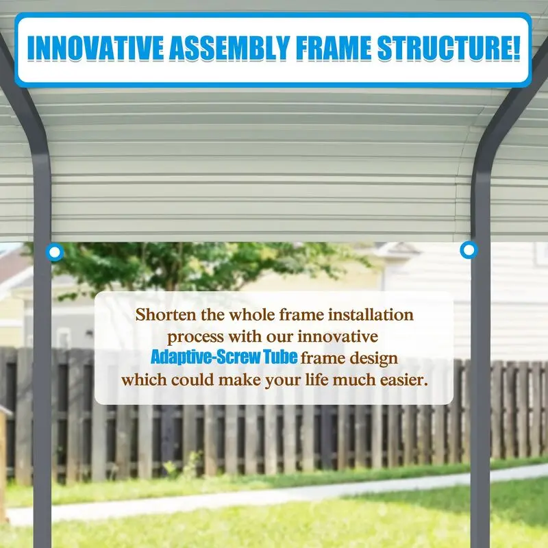 Factory Direct Sales Waterproof Free Standing Heavy Duty 12x20 Metal Carport Made in China For 2 Cars  Parking