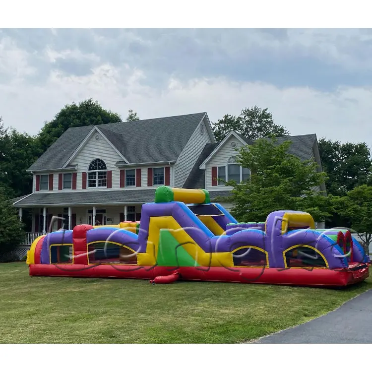 Commercial inflatable theme park combo slide inflatable Obstacle Course bounce house for sale