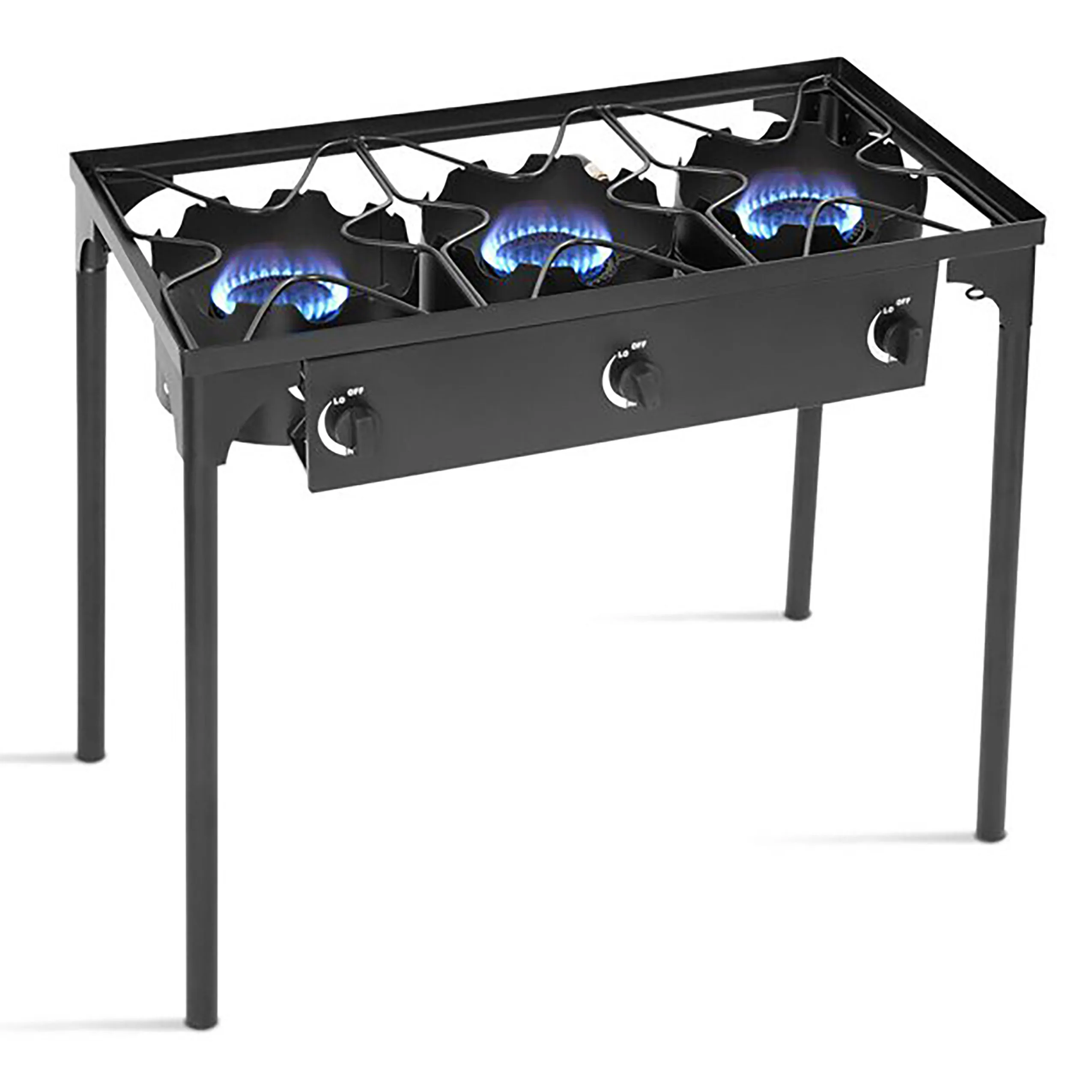 Cast Iron 3 Burner Outdoor Gas Stove Portable Propane Cooktop with Removable Legs