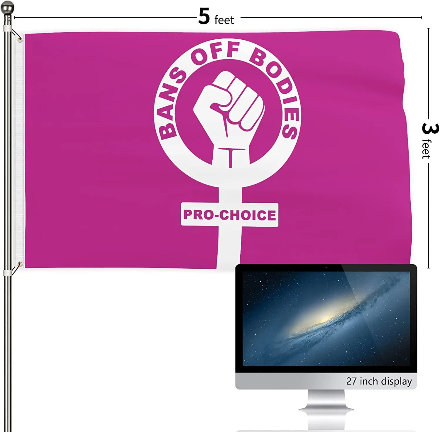 3 x5 Ft Vibrant Colors And UV Fade Resistance Bans Off Bodies Pro Choice with Brass Grommets