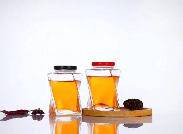 Thickened honey glass jar Jam 500g high-quality honey bottle twist crystal white glass sealed jar