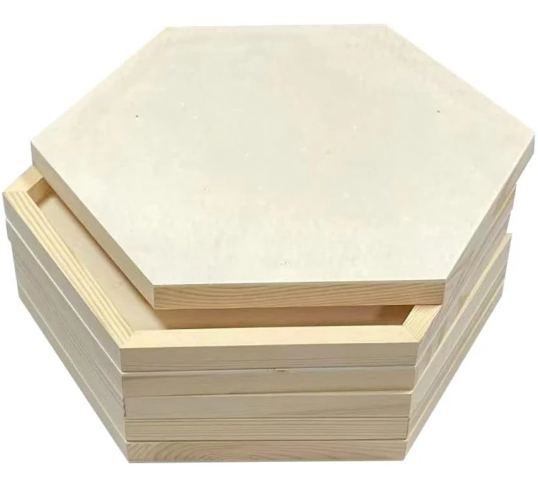 ZH&ART 12x14in Eco-Friendly Wood Panel Boards Hexagon-Shaped Canvas for DIY Painting Crafts Art Gift Decoration Laser Technique