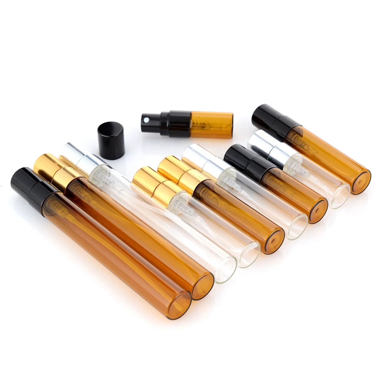 Mini clear round tester perfume sample glass vial sprayer tube bottle 2ml 3ml 5ml 10ml