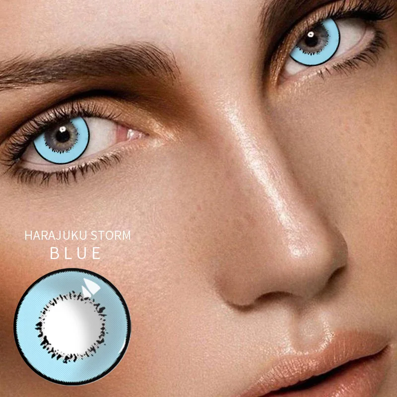 Цветные контактные линзы для косплея Maxiy Girl в стиле Харадзюку шторм, мягкие контактные линзы для глаз для повседневного использования