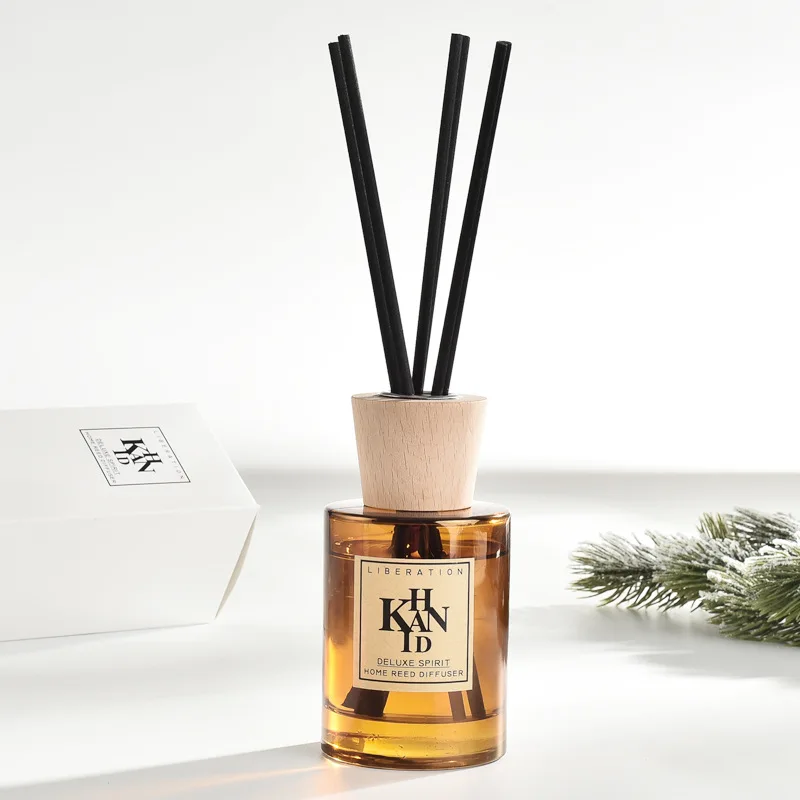 
wood lid reed diffuser amber glass bottle aroma diffuser reed diffuser fragrance for home hotel 