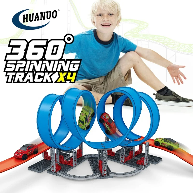 High-speed pull back racing car track 360 degree DIY assembly circle car racing track