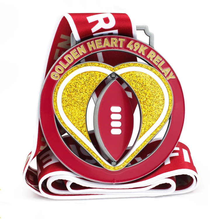 High Quality Blank Soft Enamel Gold Metal Relay Sport 3D Spinning Medal Customized Design