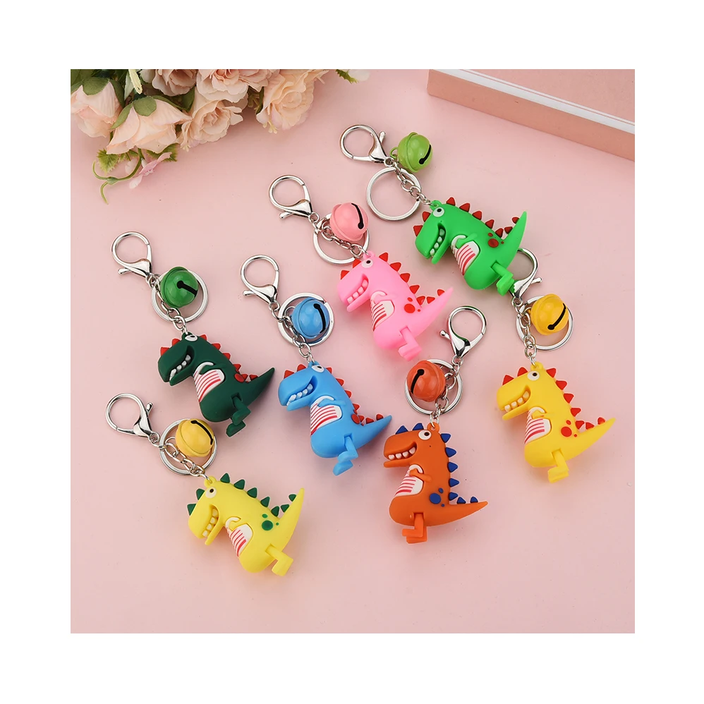 
New Fashion Cute Dinosaur Keychain Key Ring Fashion Cotton Stuffing Cartoon PU Key Chain Creative Car Bag Phone Keyring 1081 