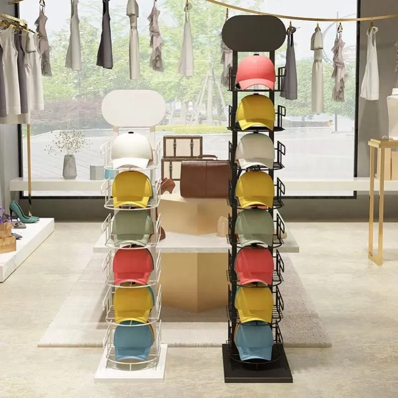 New product hat stand display rack stainless steel hat display rack for retail store multi-layer hat tower stand display rack