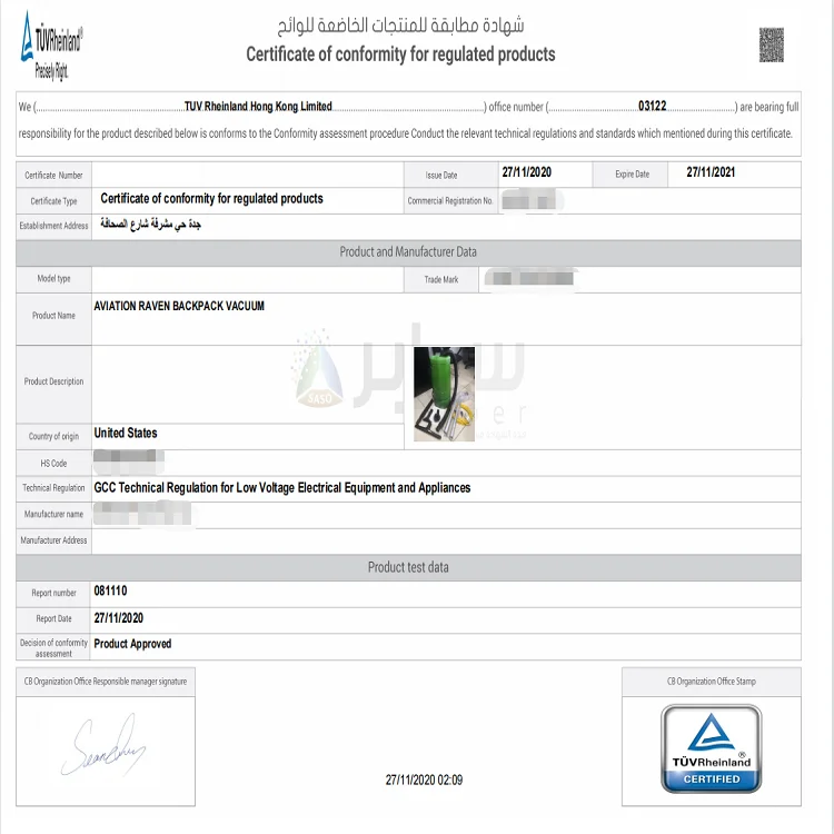 Cheap and Fast operation for SASO PC PCOC SC Saudi Arabia electric products SABER SASO certificate