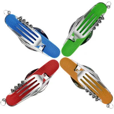 
Stainless Steel Cutlery Set Flatware Folding Knife Spork Spoon For Camping 